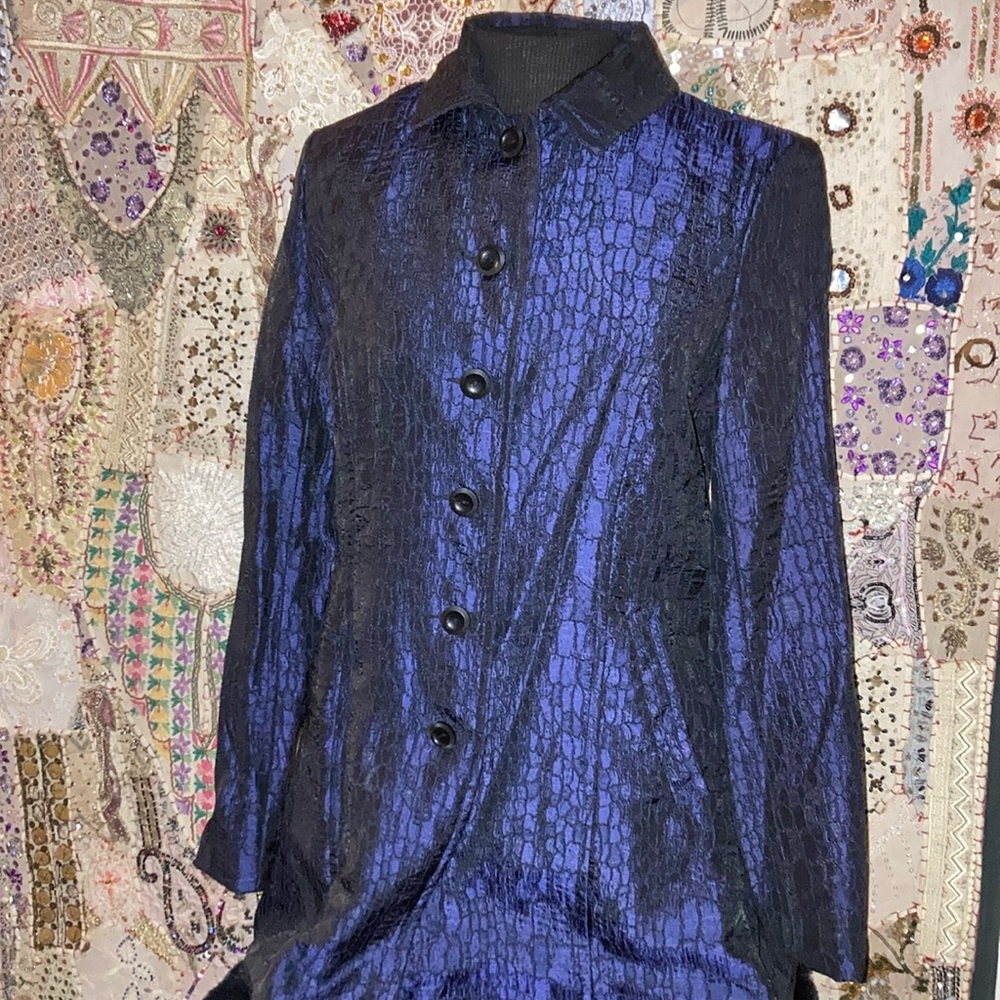 Textured 6 Button Closure Lined Jacket With Side … - image 1